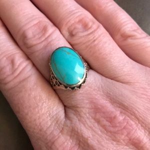 Never worn sterling silver ring turquoise stone.